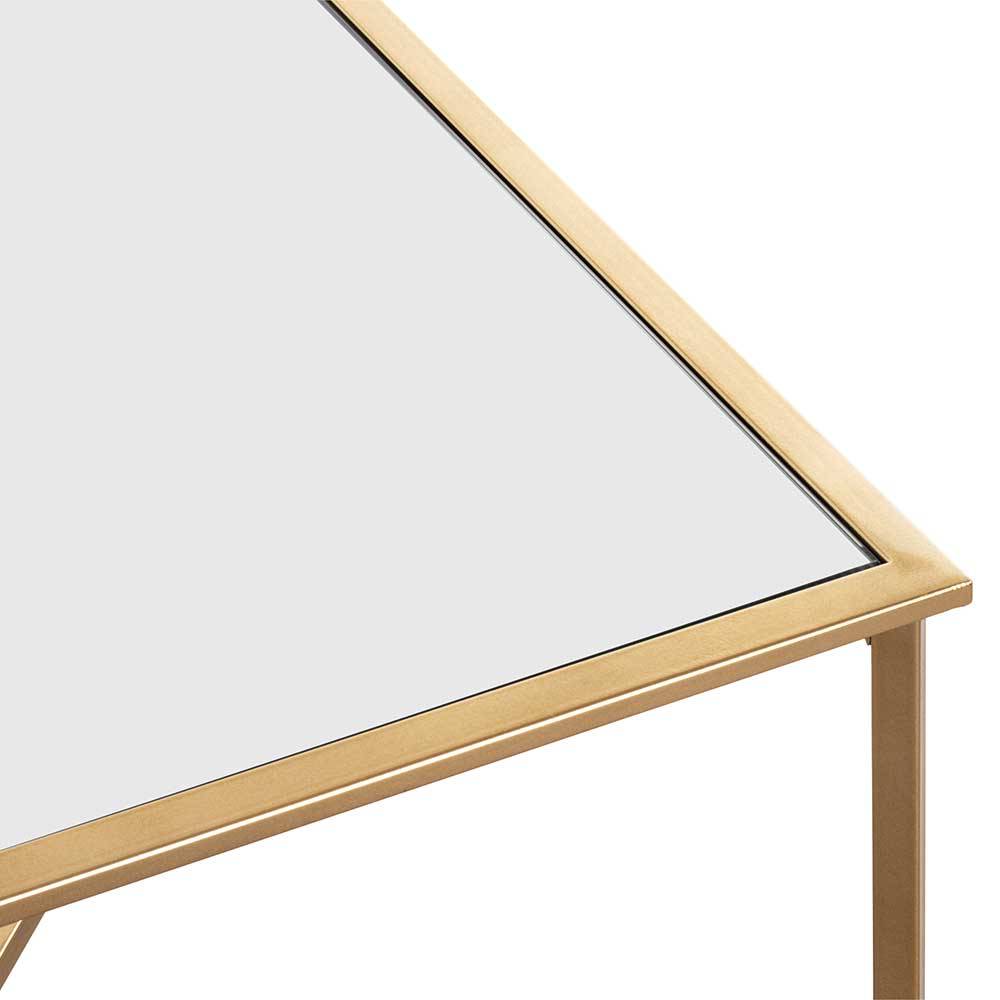 Spiegelglas Couchtisch mit Metallgestell - Remona