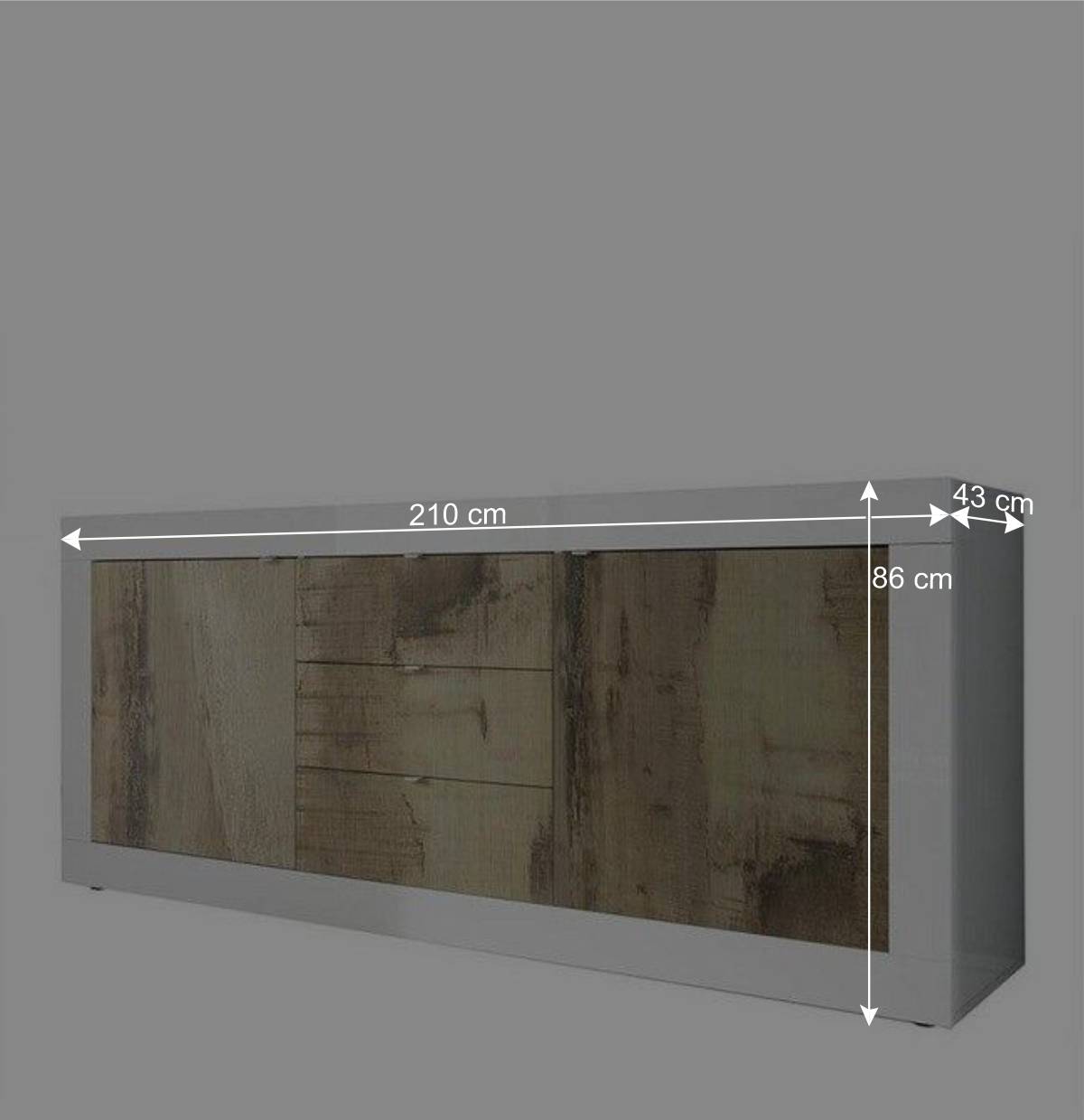 Sideboard in verwitterter Holzoptik & Weiß - Olvenion