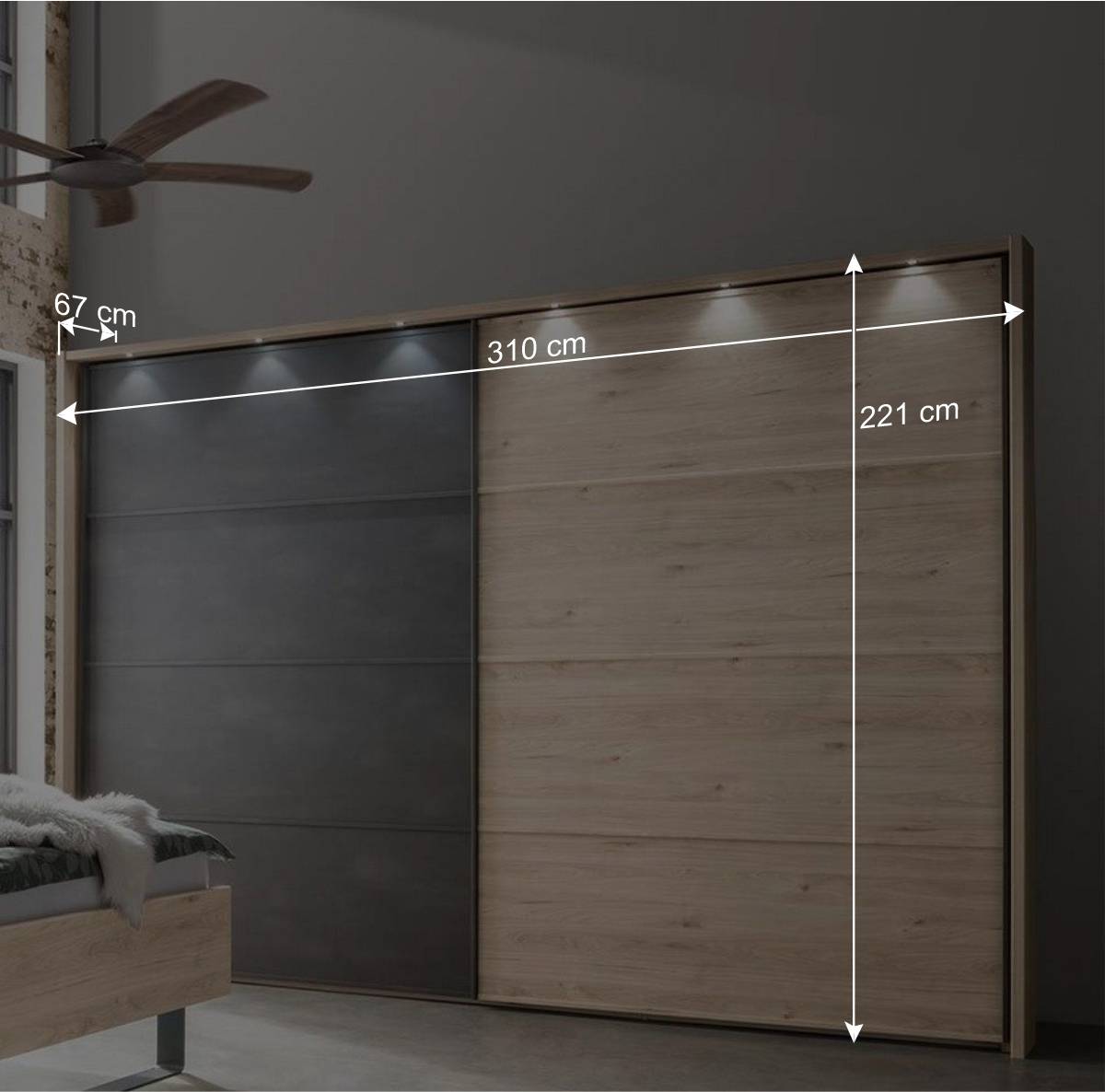 Loft Style Schlafzimmer komplett - Licruva (vierteilig)