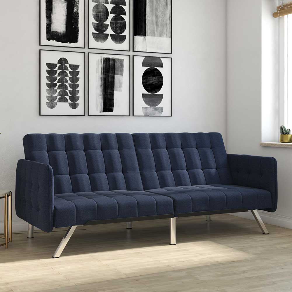 Design Schlafsofa in Dunkelblau und Chrom - Didicto