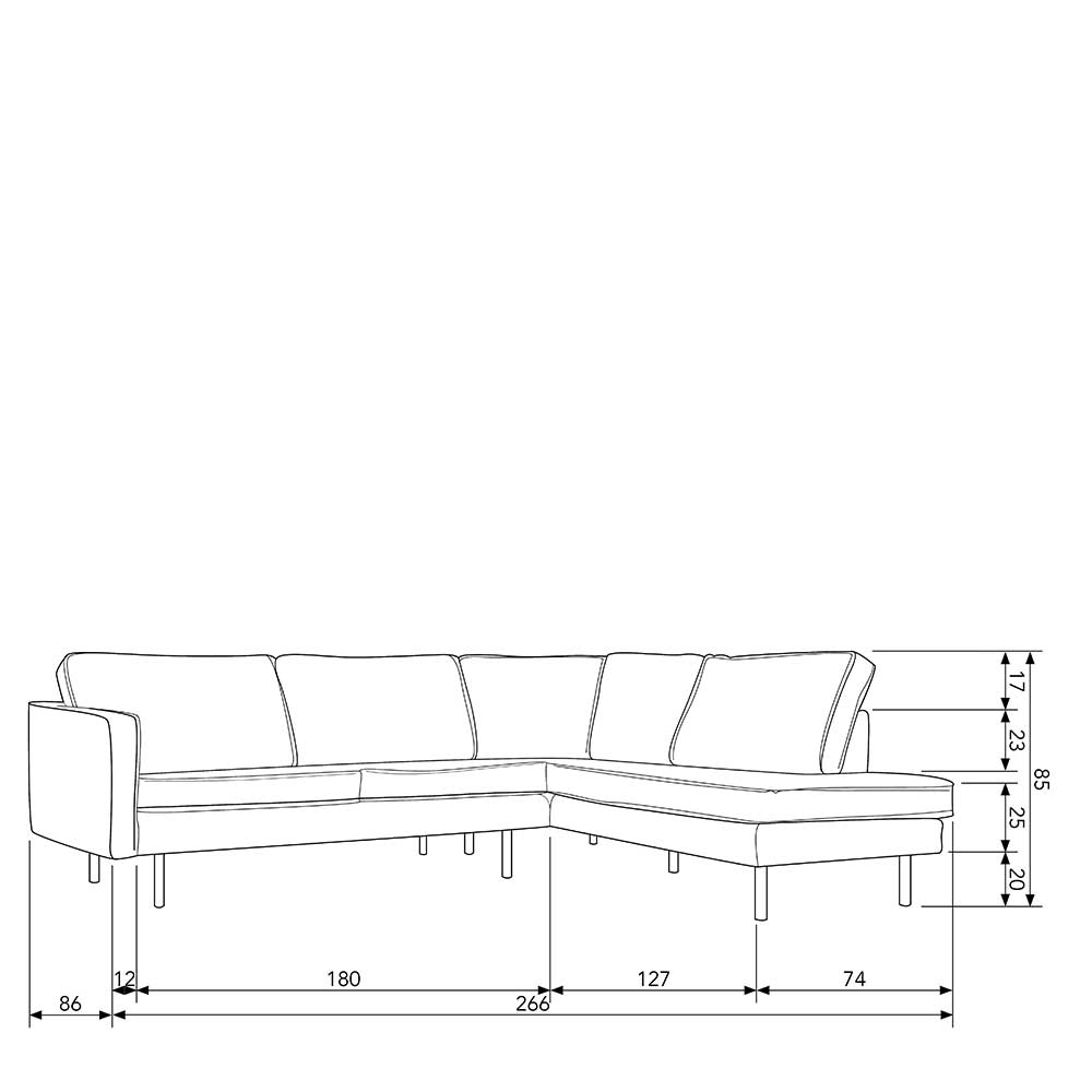 Wohnzimmer Ecksofa in Beige Boucle - Glamoure