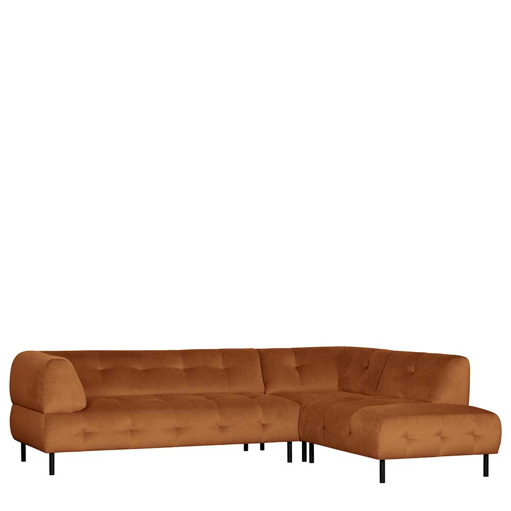 L-Form Couch in Hellbraun Samtbezug - Ulrike