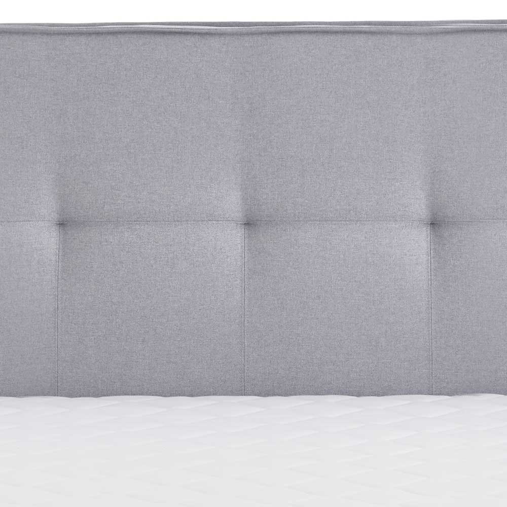 H3 Boxspringbett in Hellgrau Stoff & Chrom - Tuwedia