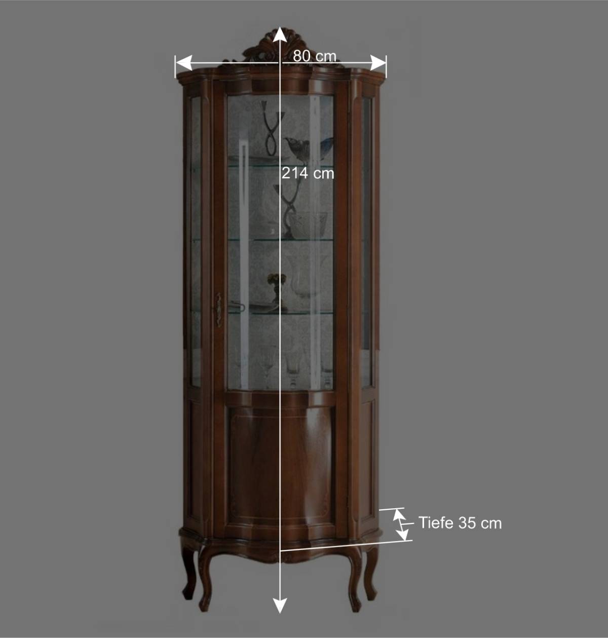 Hochwertige Vitrine im Barock Stil Dentro 214cm hoch