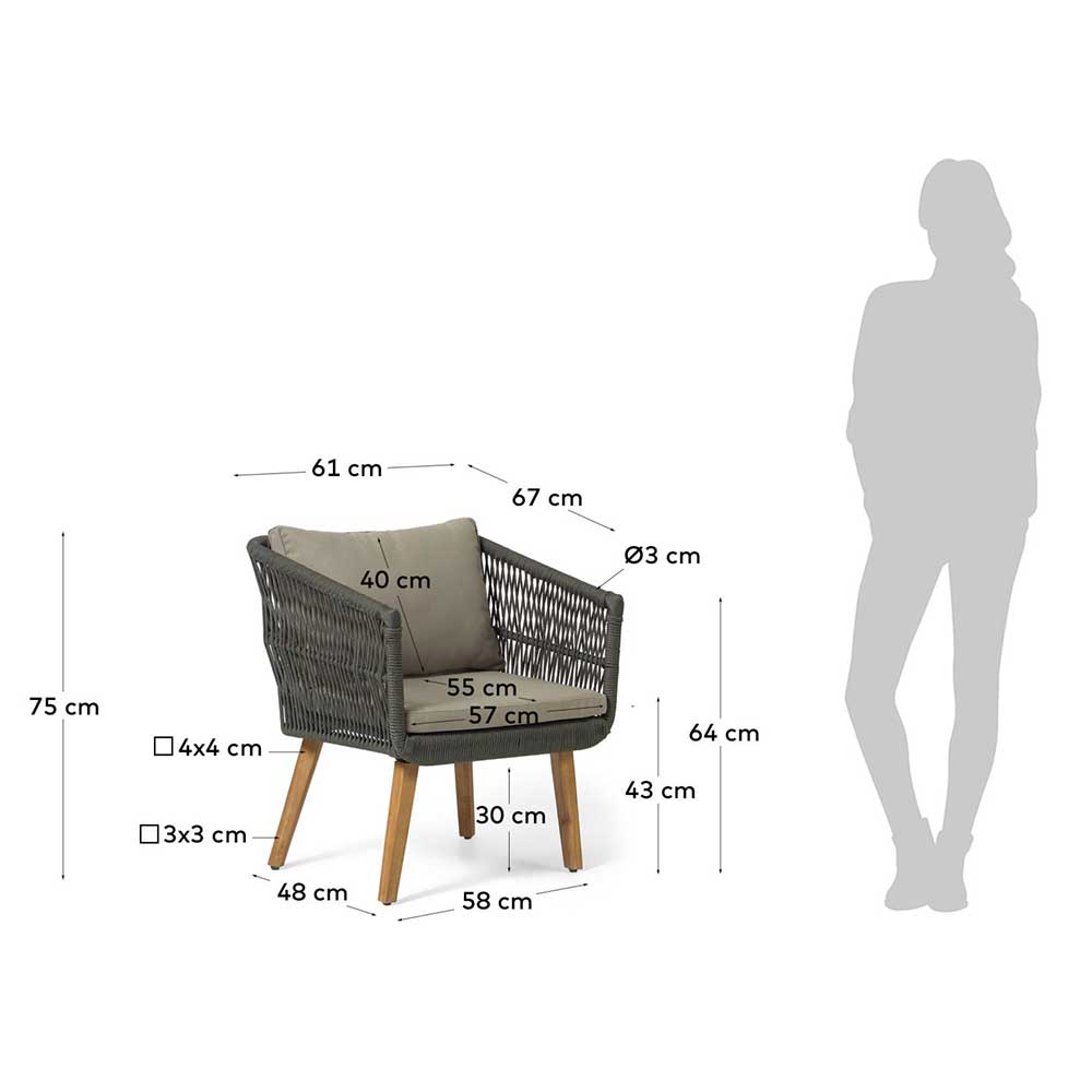 Sofa & Sessel aus Kordel-Geflecht - Lagoas (dreiteilig)