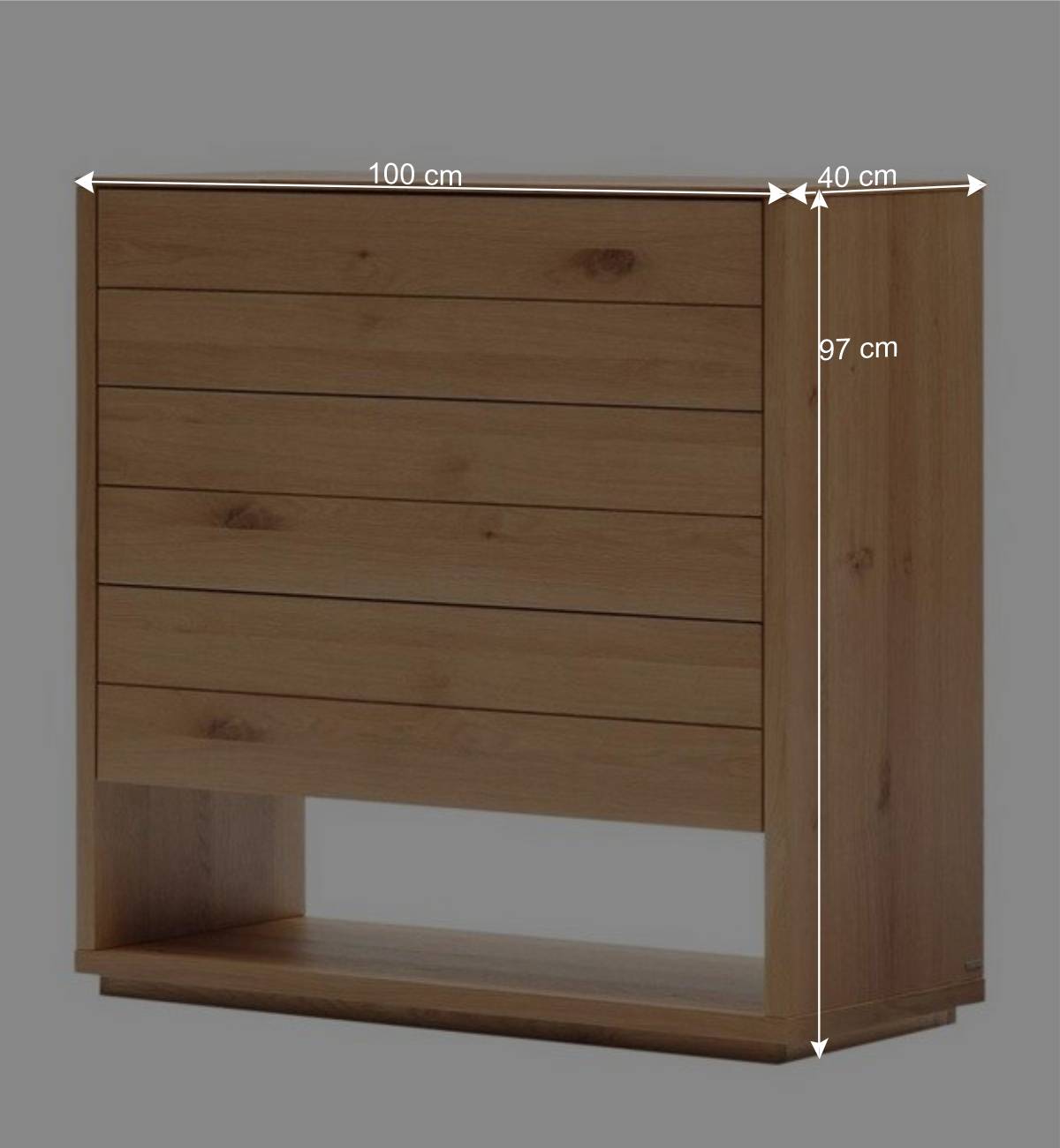 Moderne Kommode mit drei Schubladen und Fach - Algaro