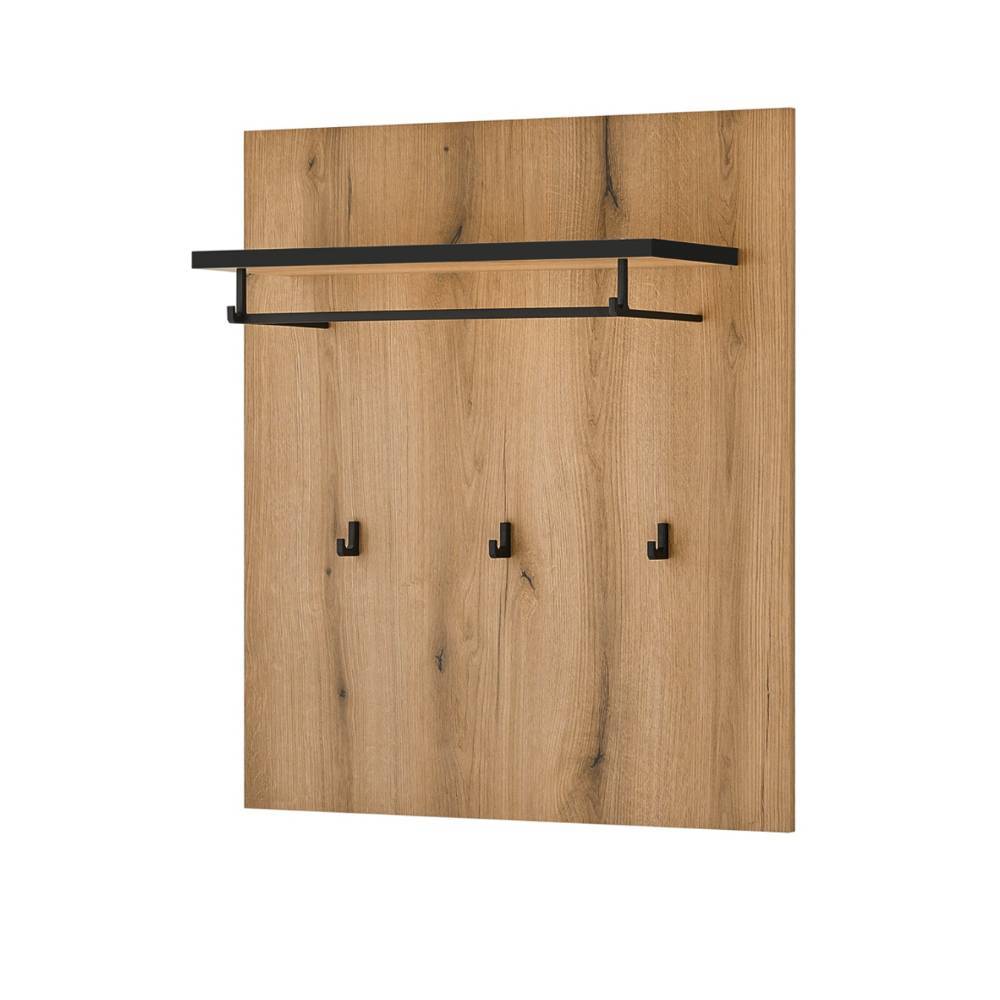 Wandgarderobe mit Ablagefläche und Kleiderhaken in Eichenholzoptik für den Flur – Moviess