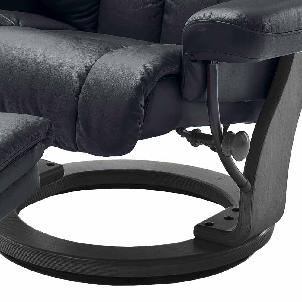 Mechanisch verstellbarer Sessel in Schwarz Leder Trujano mit Fußhocker (zweiteilig)