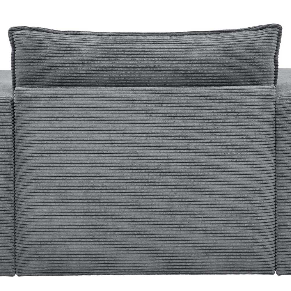 Rückenlehne und Rückenkissen des grauen Cord Sessel Sets – Ruffos