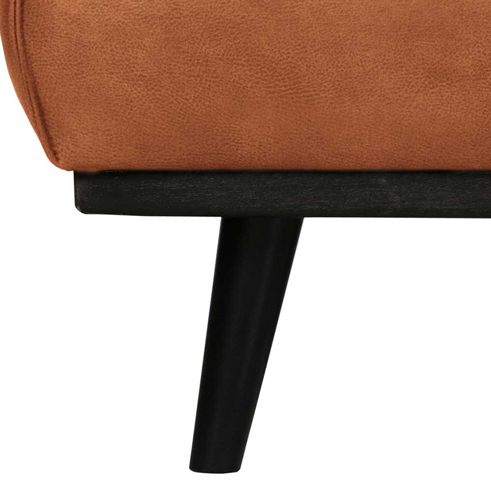 Leder Polsterhocker in Cognac Braun & Schwarz - Albin
