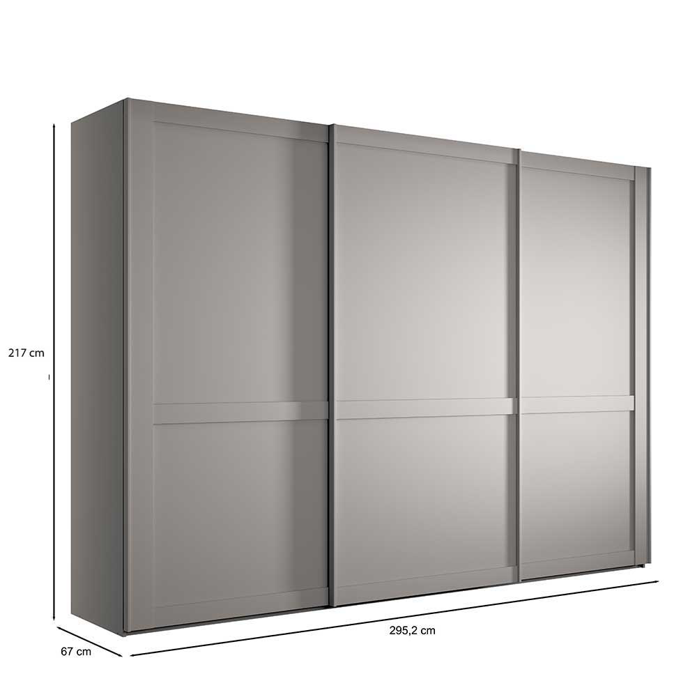 Moderner Schwebet
enschrank grau mit drei T
en und Abmessungen 217x295,2x67 cm 
 Ridonna