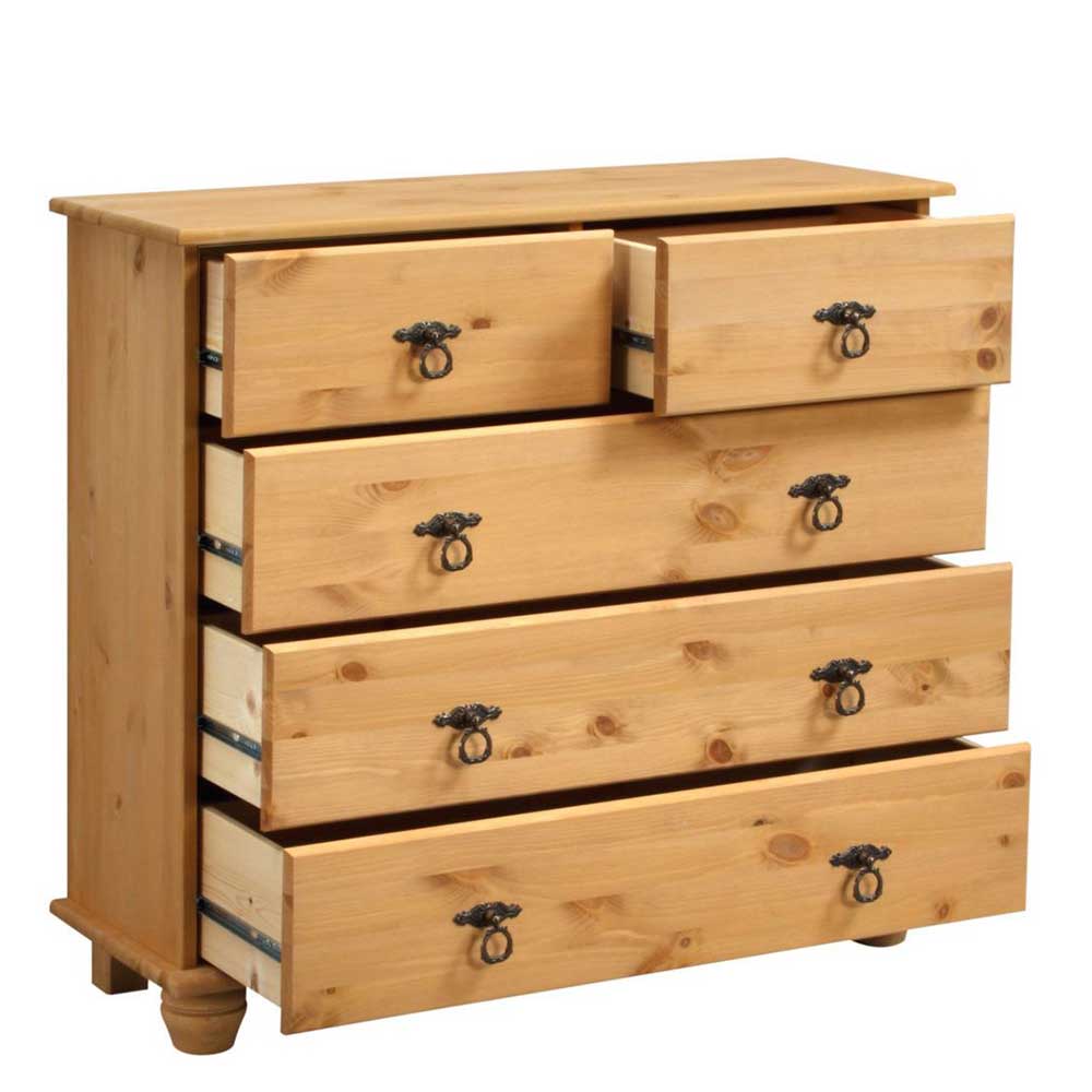 82x78x30 Holzkommode mit fünf Schubladen - Lugsca