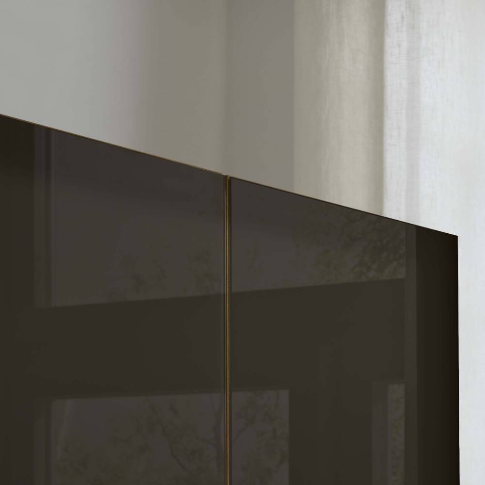 6-türiger Schrank mit Glas Dunkelbraun - Hung
