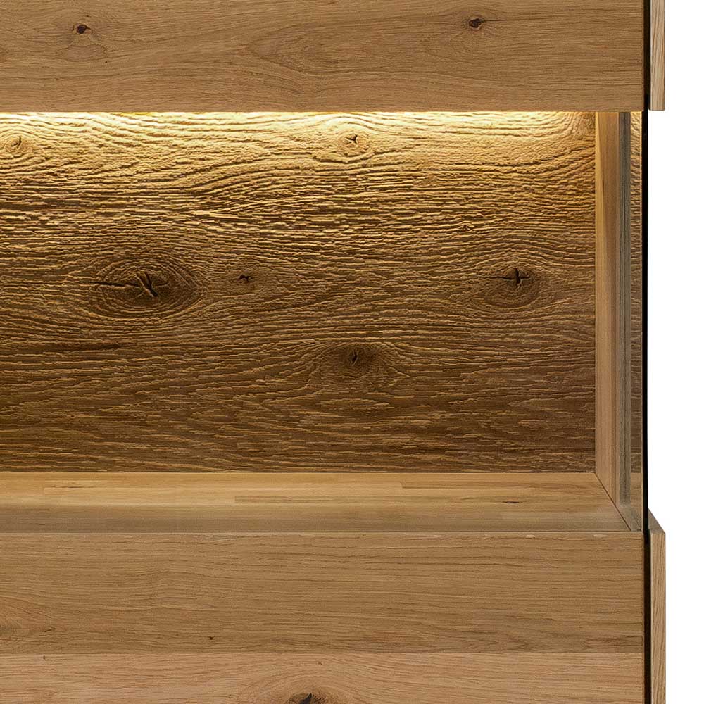 Moderne Wohnzimmervitrine aus Wildeiche Massivholz - Millena