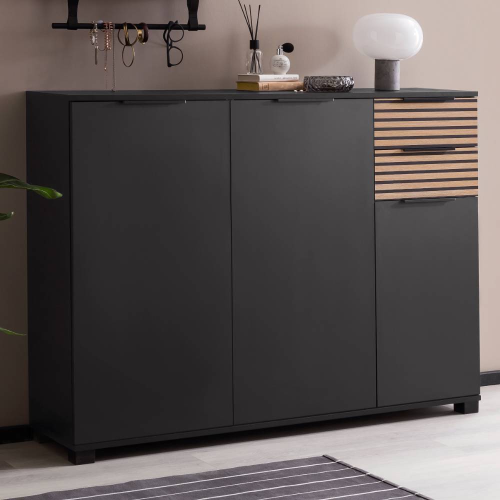 142 cm breiter Schuhschrank in Mattschwarz - Forca