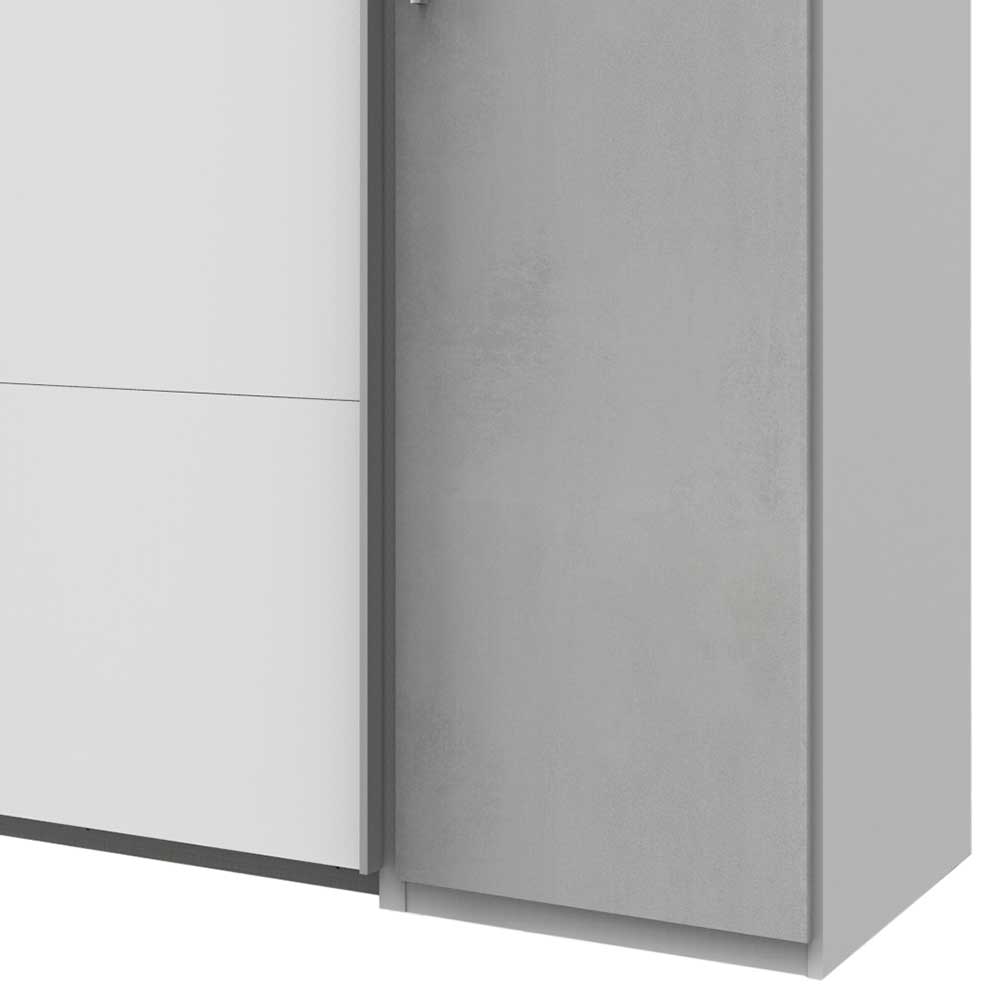 Kleiderschrank in Weiß & Lichtgrau Beton Optik - Viganno