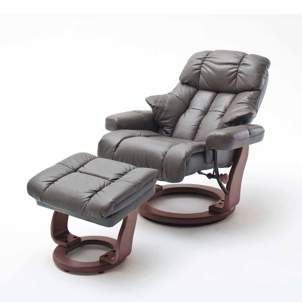 Relaxsessel Faraian aus Echtleder und Massivholz (zweiteilig)