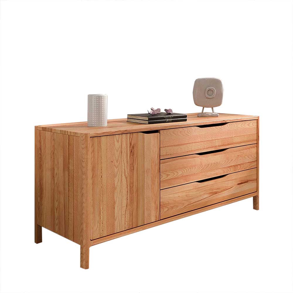 Holz-Sideboard mit drei Schubladen und einer Schranktür aus Buche – Lana