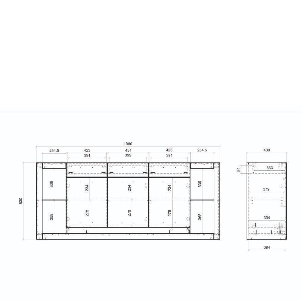 Sideboard mit vier offenen Fächern - Adejano
