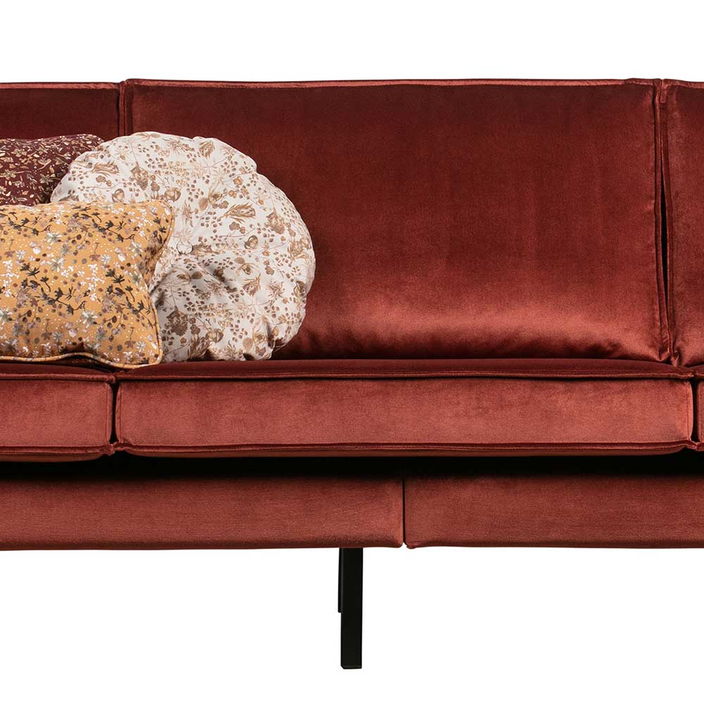 Retro Stil Polstersofa in Rotbraun Samt - Enzing