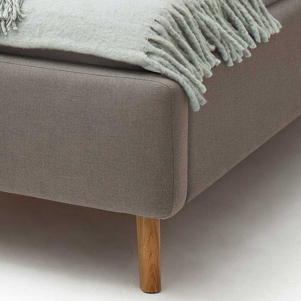Modernes Stoff Doppelbett in Taupe - Vivien