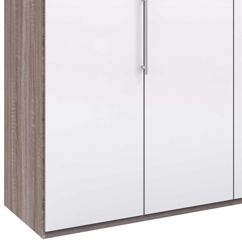Schrank in Weiß Glas & Eiche Dunkel - Empresian