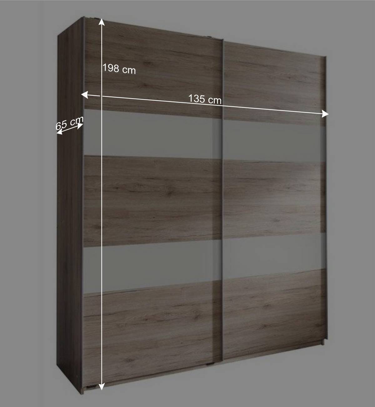 2-türiger Schiebetürenschrank 135 cm breit - Rudolf