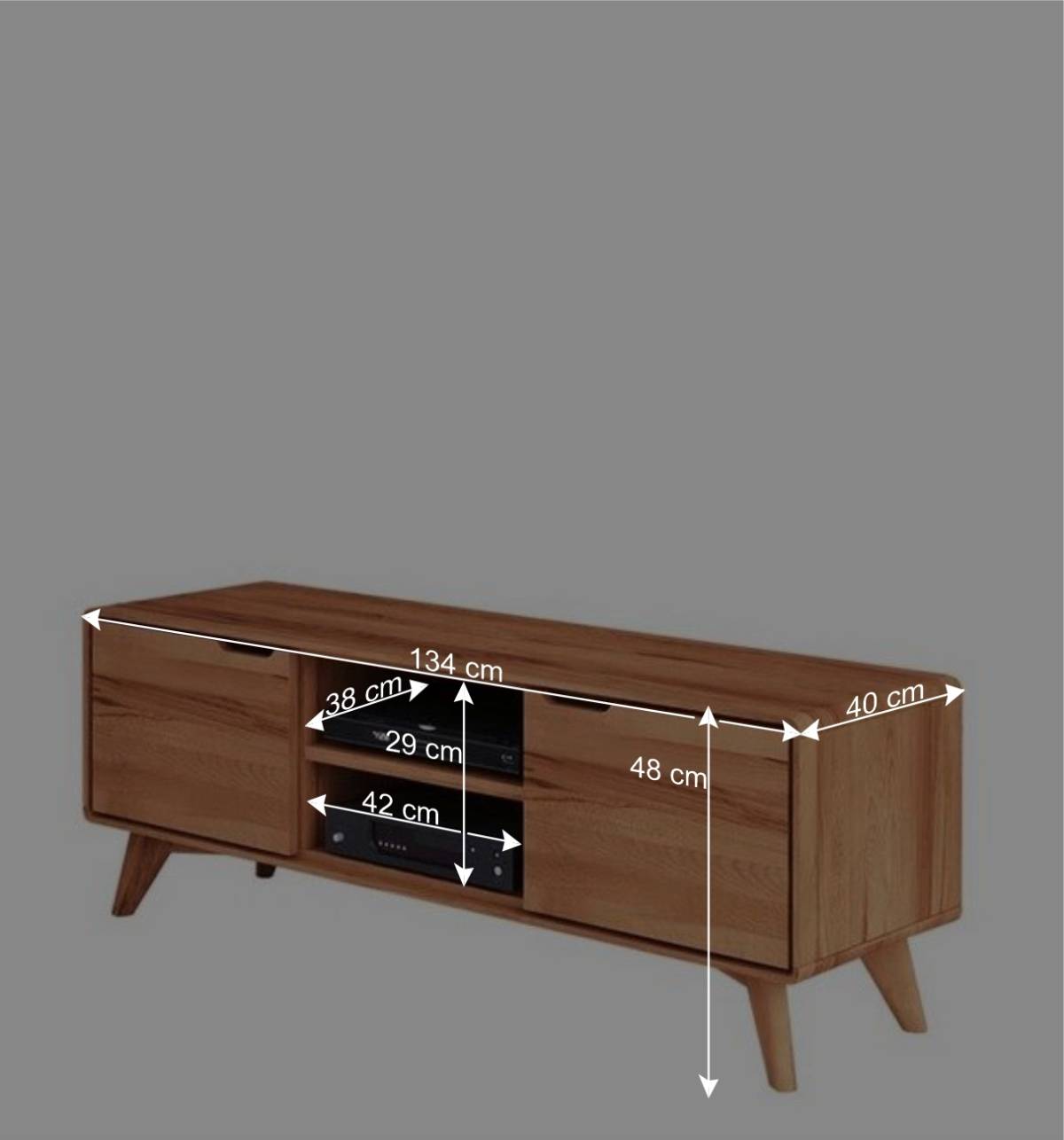 134x48x40 TV Möbel aus Kernbuche Massivholz - Junola