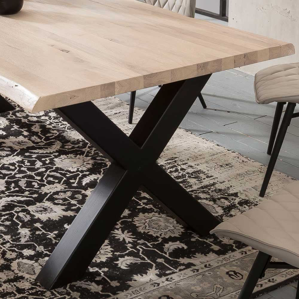 X Fuß Design Esstisch mit Naturkante Wildeiche - Vyrana