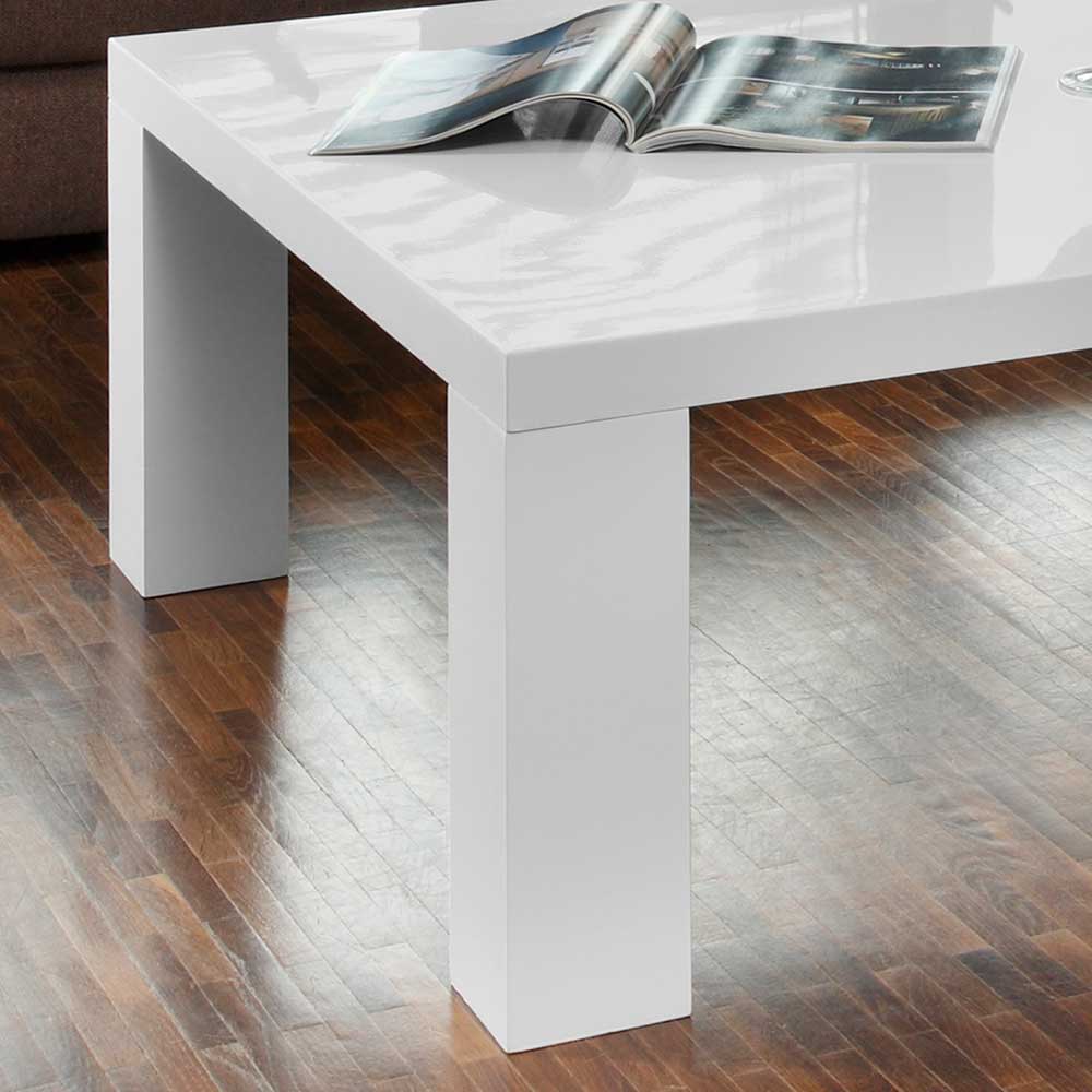 90x90 Quadrat Couchtisch in Hochglanz Weiß - Joalina