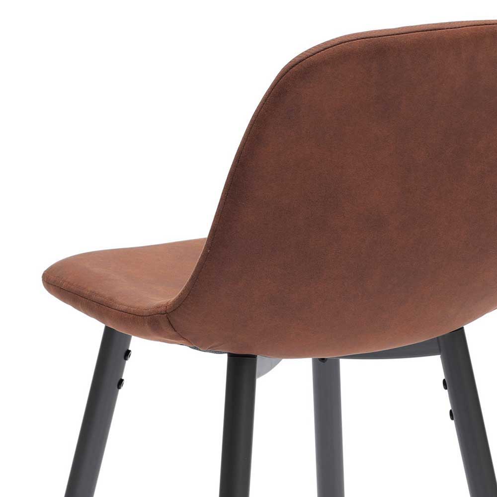 Bequemer Barhocker mit Lehne Renemia Vintage Kunstleder Braun (2er Set)