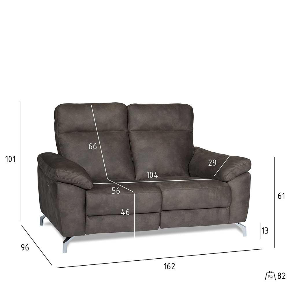 Braunes 2er Sofa mit Relaxfunktion - Extrados