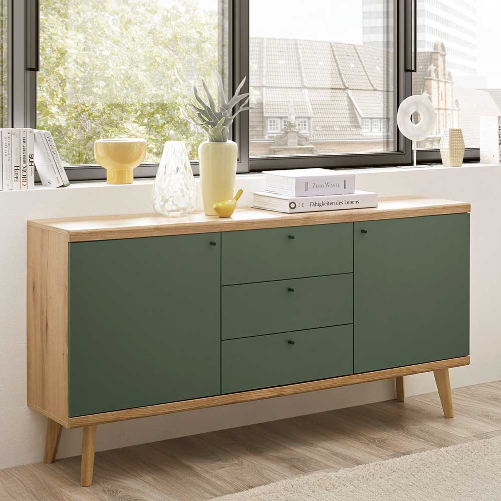 Sideboard in Graugrün & Wildeiche - Oliva