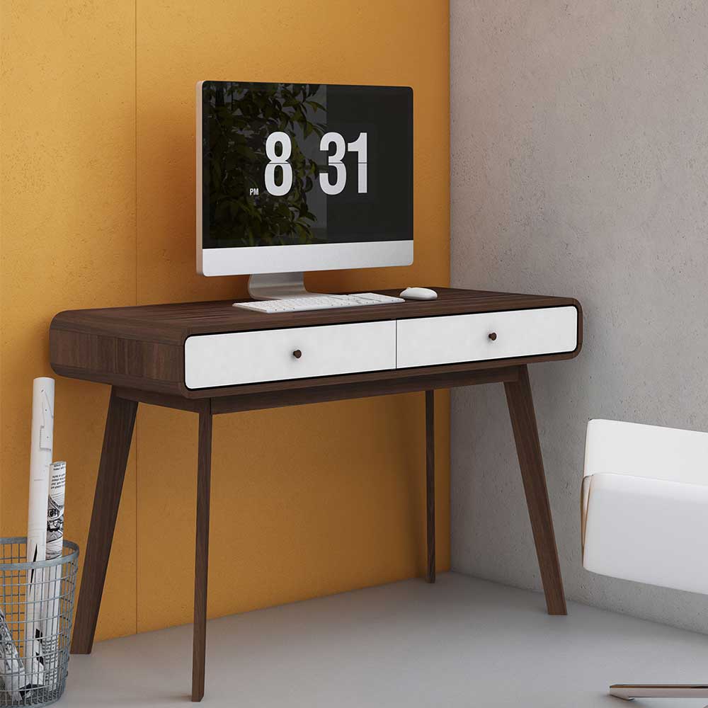 120x77x50 Scandi Chic Schreibtisch in Walnuss - Devkan