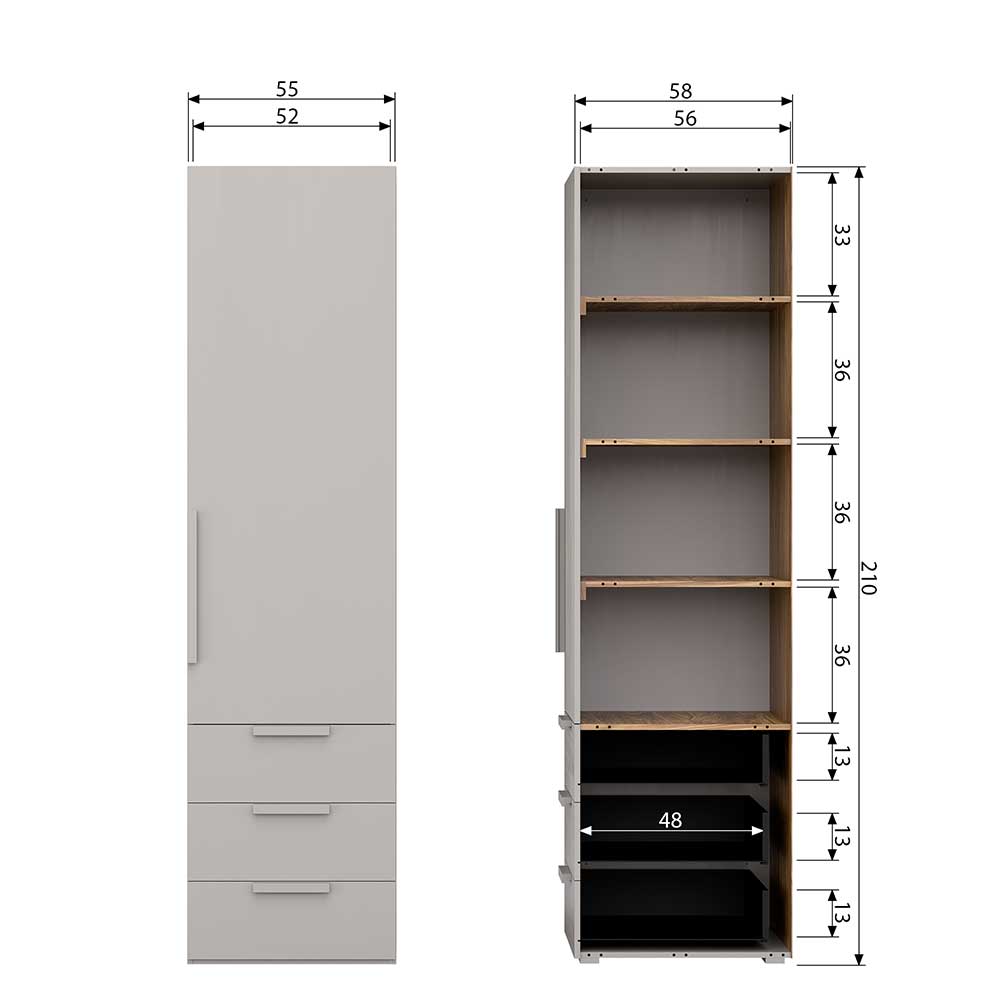 Skandi Wäscheschrank in Grau - Graland