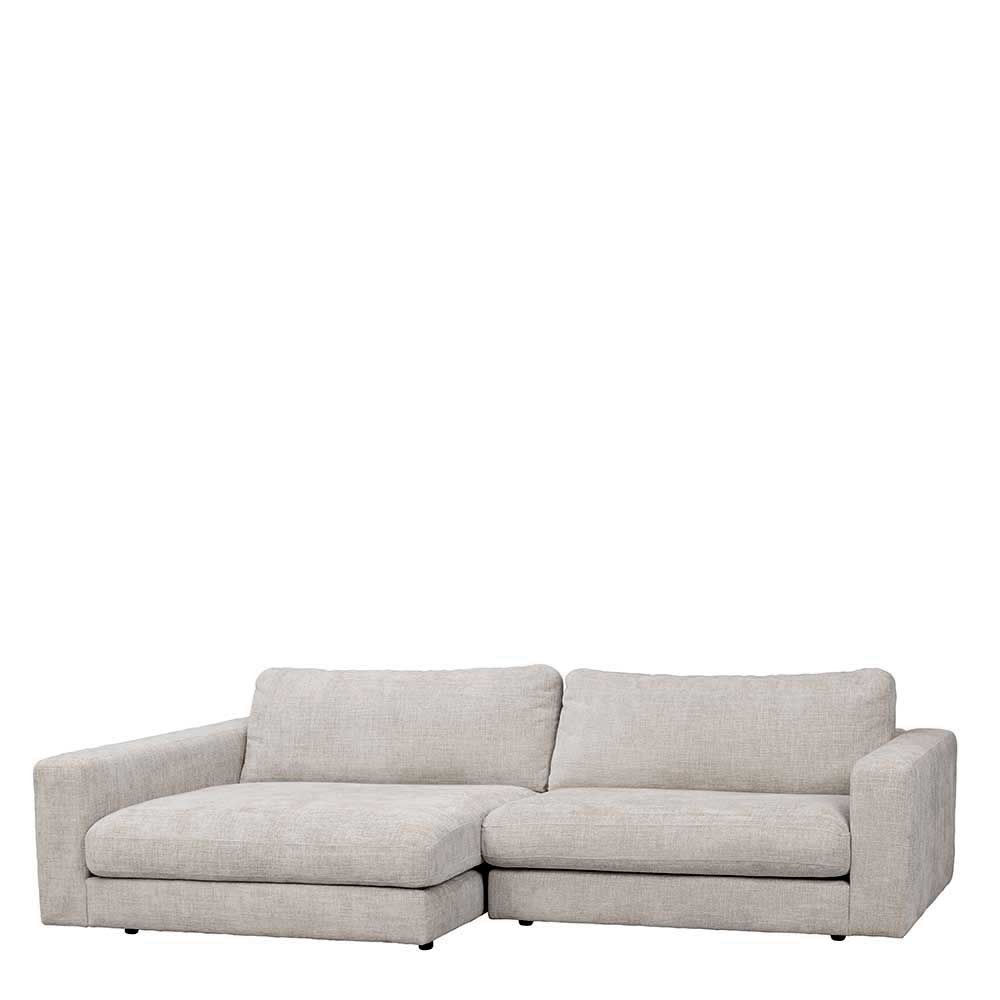 Große hellgraue Ecksofa mit Stoffbezug und Chaiselongue von vorne für das Zuhause – Esmen