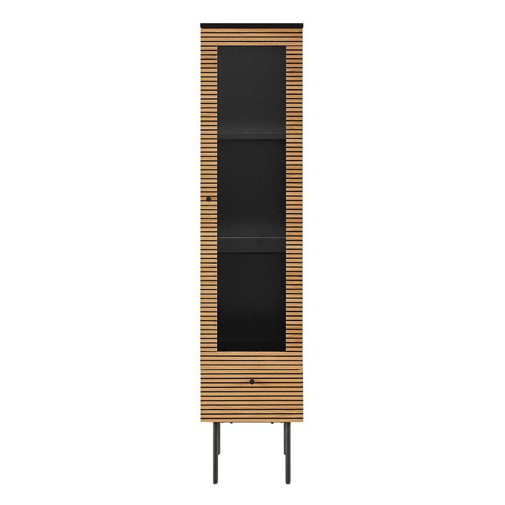 40x179x43 Vitrine in Eiche und Schwarz - Piassona