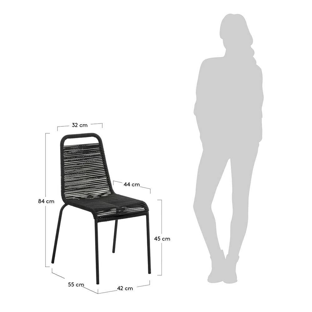 Designstuhl aus Kordel & Stahl - Loeesa (2er Set)