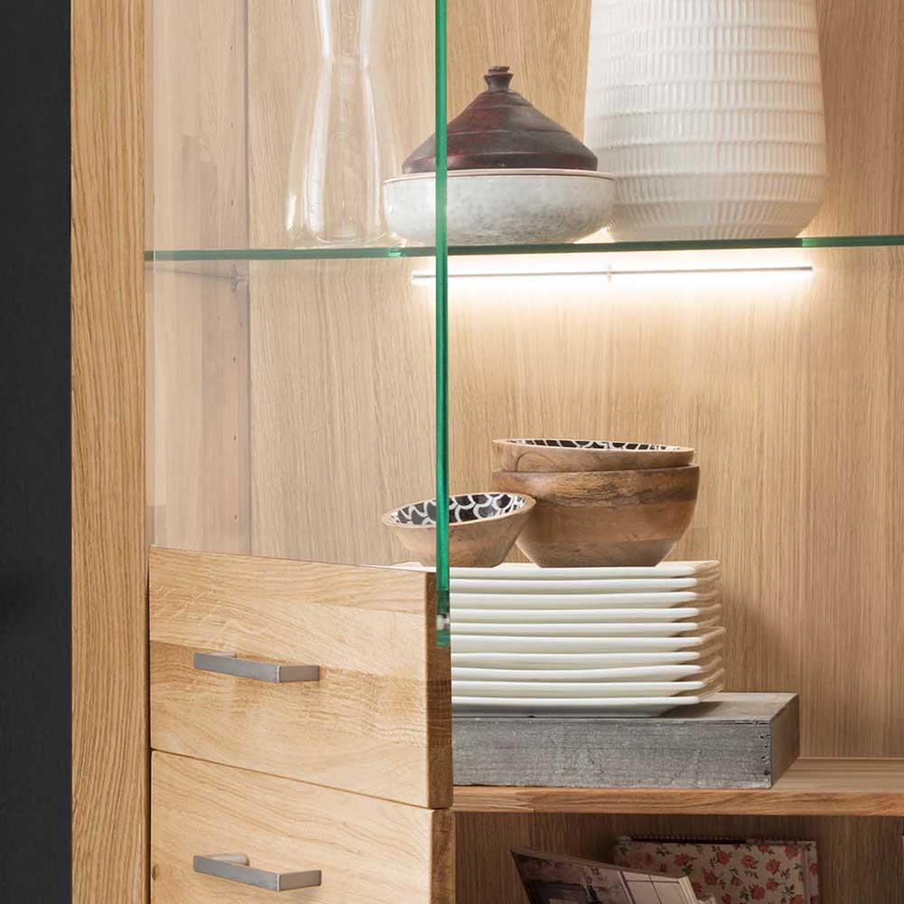 Massive Holzvitrine aus geölter Wildeiche - Loitons