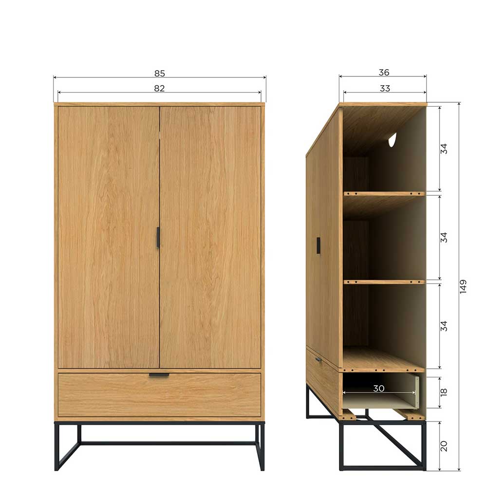 Wohnzimmerschrank mit Doppeltür und Schublade - Ariadelco