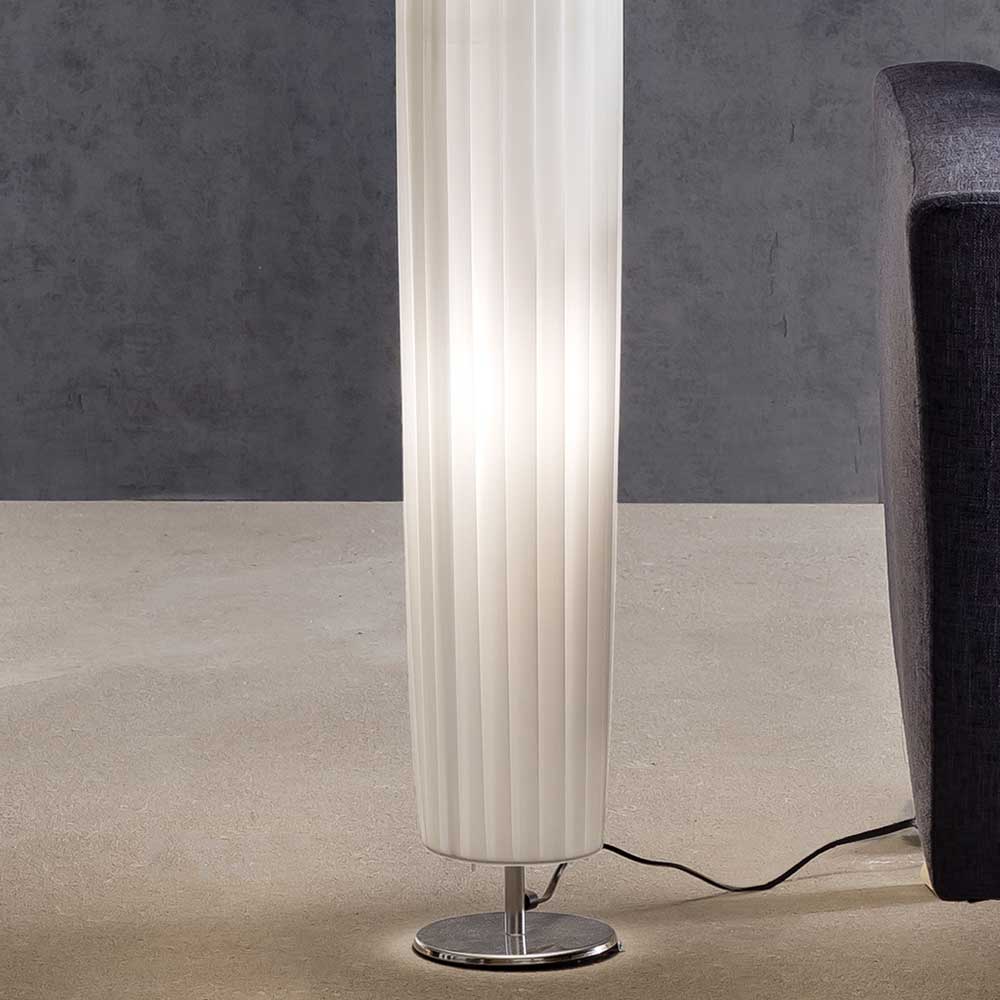 Runde Stehlampe in Weiß & Chrom - Radojan