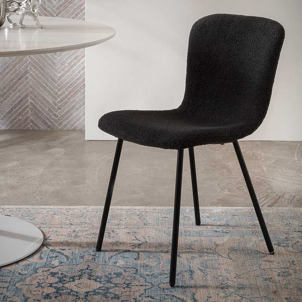 Boucle Schalenstuhl in Schwarz - Vintaco (4er Set)