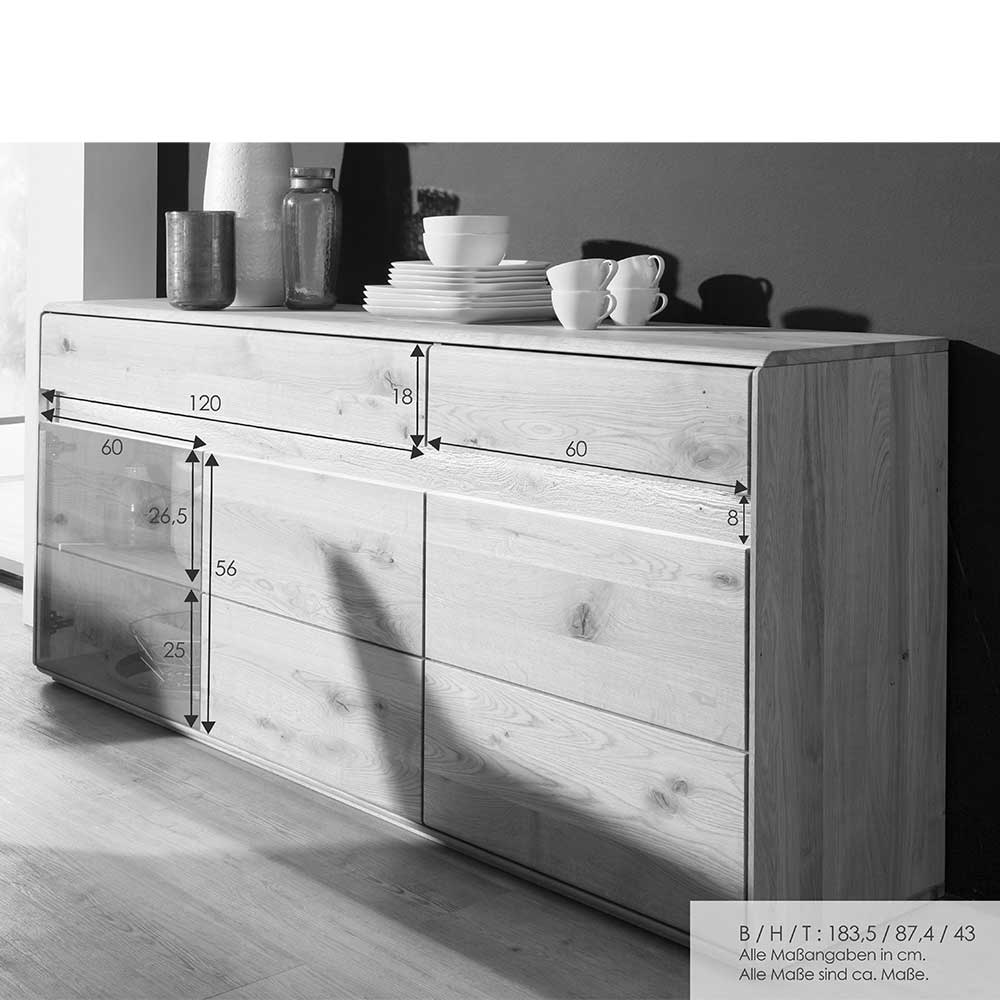 Hochwertiges Wildeiche Sideboard 184x86x44 cm - Acmida