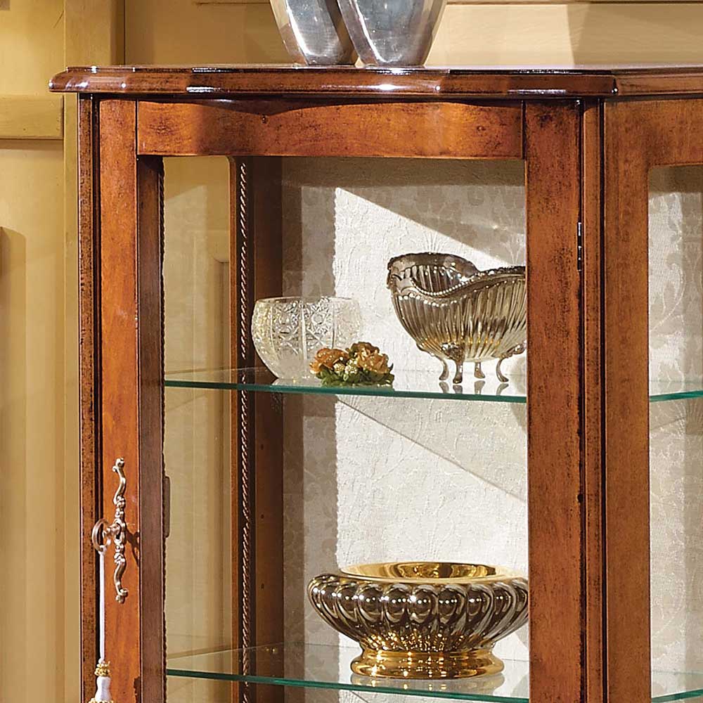 Obere Sektion der 1-türigen Vitrine mit Glasböden und Holzrahmen – Agosto