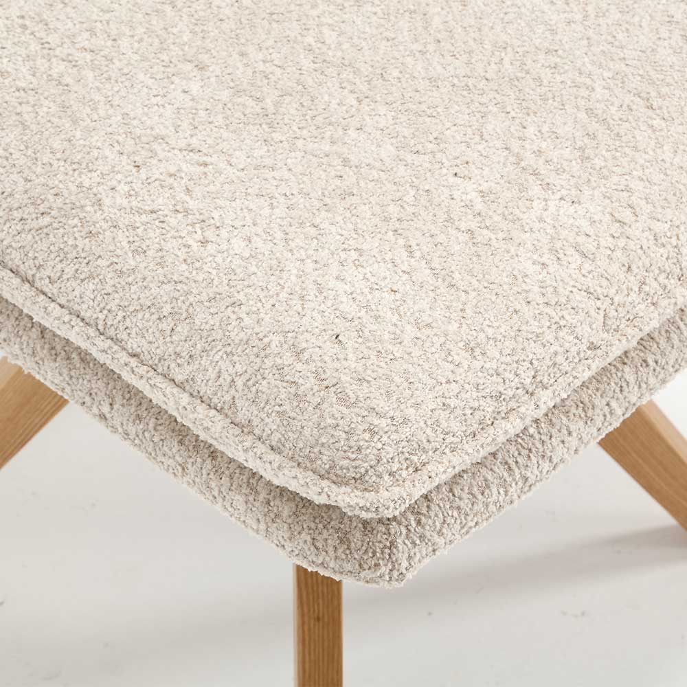 Boucle Stuhl mit Holz Drehgestell - Beluah (2er Set)