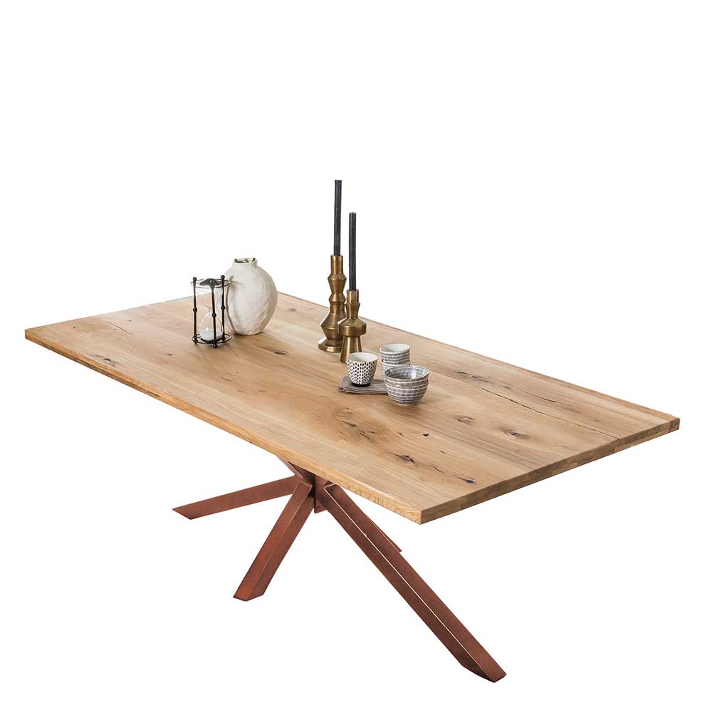 Wildeiche Holztisch mit Eisen Gestell - Cetrona