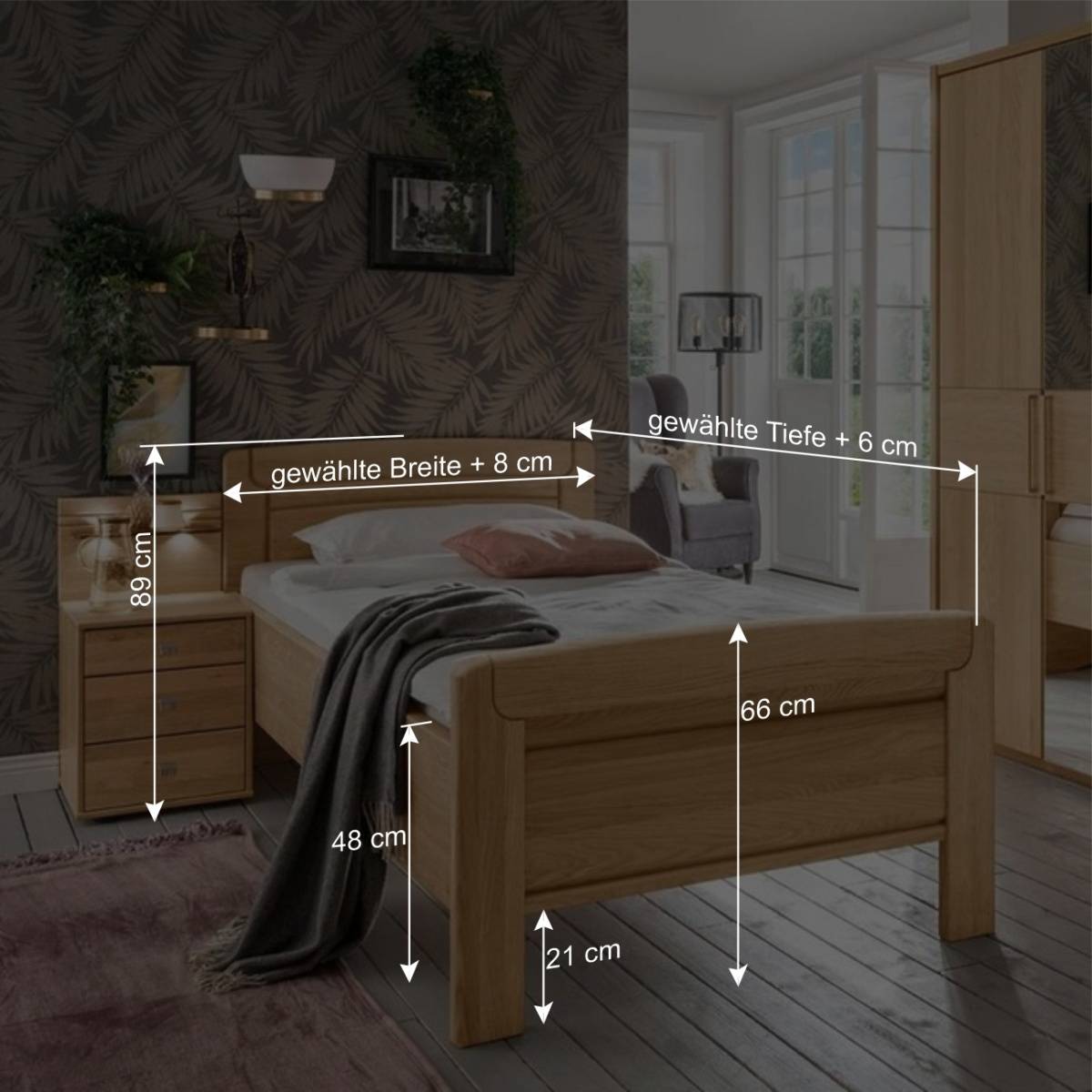 Singlebett & Nachtkommode Kombi Set - Emdsiva (zweiteilig)