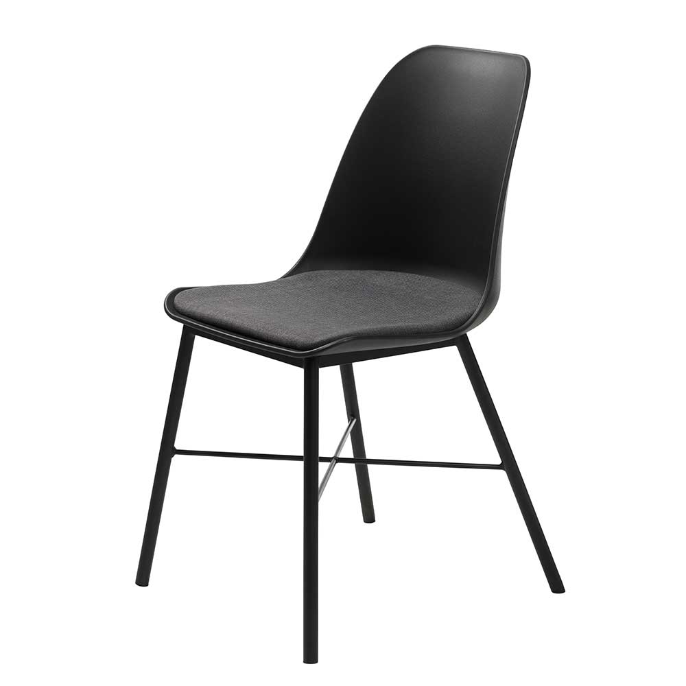 Schwarze Schalenstühle mit Stoffsitz Grau - Vorcalo (2er Set)