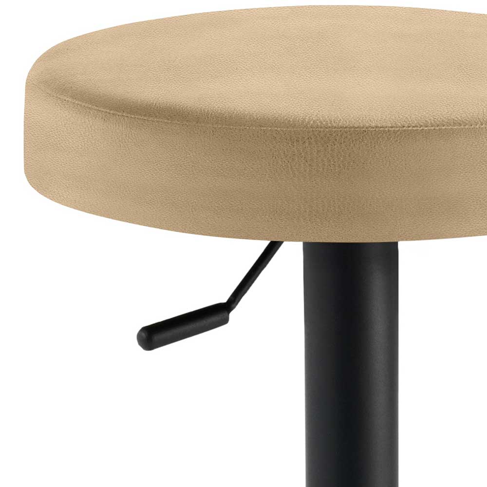 Runder Barhocker in Beige Microfaser - Rankita