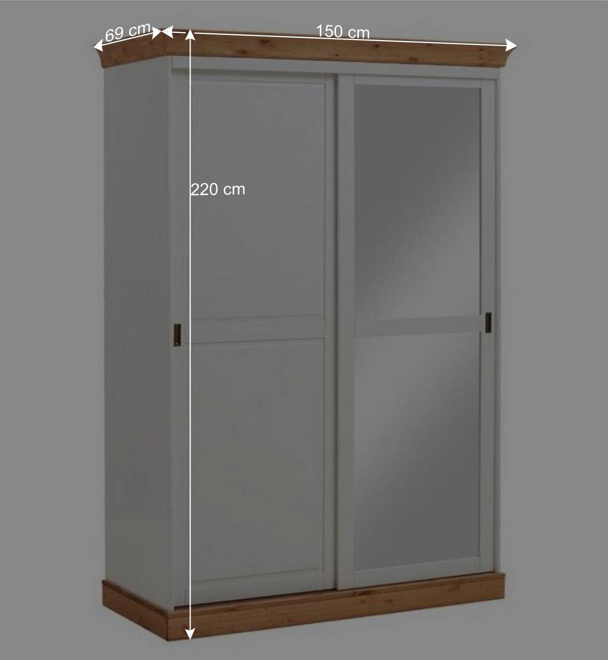 Holz Schrank mit Schiebetüren & Spiegel - Sibiuta